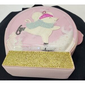 Bath & Body Works Ice Skating Mouse Pink Snowglobe Crossbody Cosmetic Bag Purse